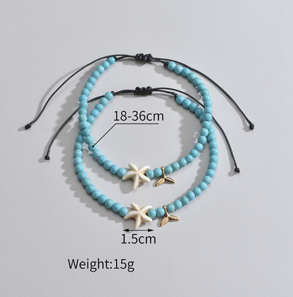 Bohemian Vintage Star Turquoise Anklet with Beads