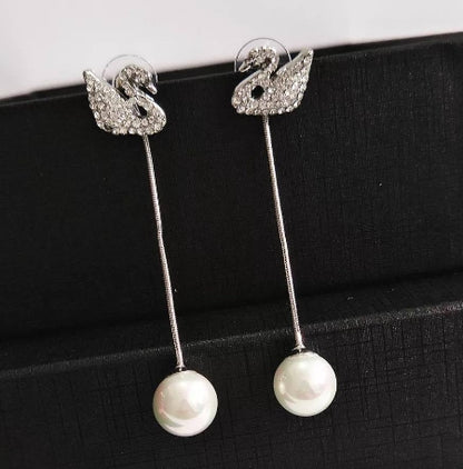 Elegant Long S925 Silver Pearl Earrings for Women