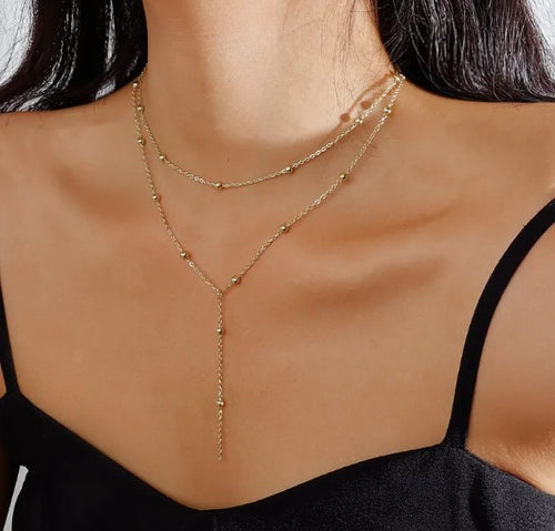 Rice Beads Multi-Layer Tassel Necklace