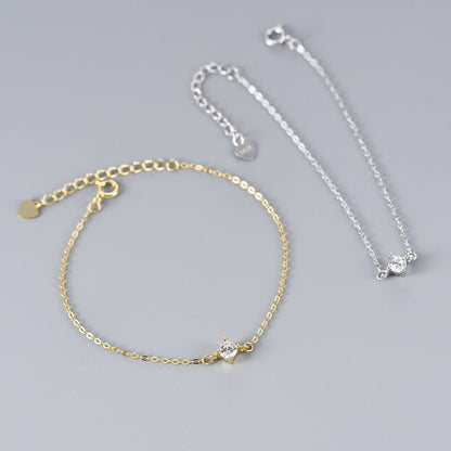 Classic Single Diamond S925 Silver Bracelet with Zirconia