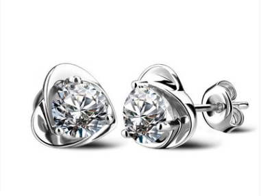 S925 Silver Earrings with Amethyst and Zirconia Design