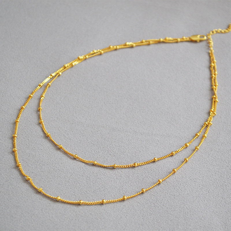 Double Layer Beaded Chain Necklace