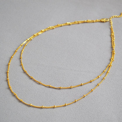 Double Layer Beaded Chain Necklace