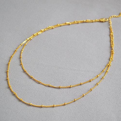 Double Layer Beaded Chain Necklace