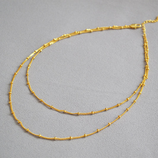 Double Layer Beaded Chain Necklace
