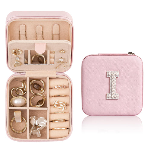 HBselect Travel Jewelry Case Jewelry Box Jewelry Organizer Initial Small Jewelry Boxes for Women Travel Jewelry Box Ring Holder Earring Holder Beach Travel Vacation Essentials