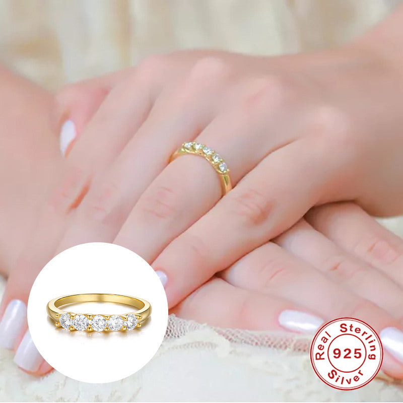 S925 Silver Classic Single Row Diamond Fashion Ring