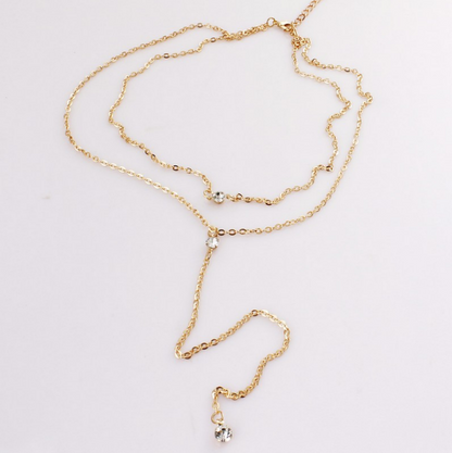 Layered Pearl Tassel Pendant Necklace with Zircon
