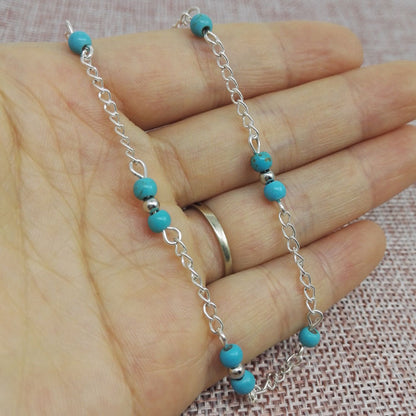 Handmade Turquoise Bead Anklet, Street Style Fashion