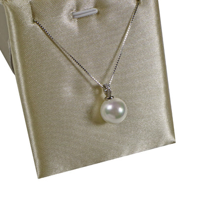 Black Pearl Necklace with White Freshwater Pearl Pendant