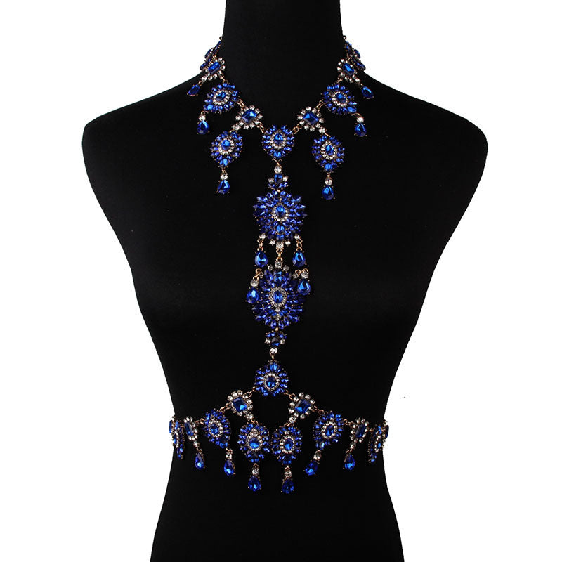 Exaggerated Multi-Layer Rhinestone Body Chain Necklace