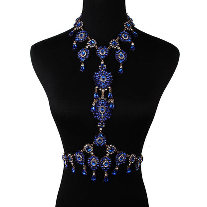 Exaggerated Multi-Layer Rhinestone Body Chain Necklace
