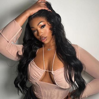 FZJNB Body Wave Lace Front Wigs Human Hair Pre Plucked With Baby Hair 13x4 HD Lace Front Wigs Human Hair 180 Density Glueless Wigs Human Hair For Black Women (13x4 Body Wave Natural Black 22 Inch)