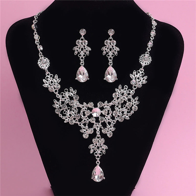 Beautiful Bride Necklace and Earring Set with Crown