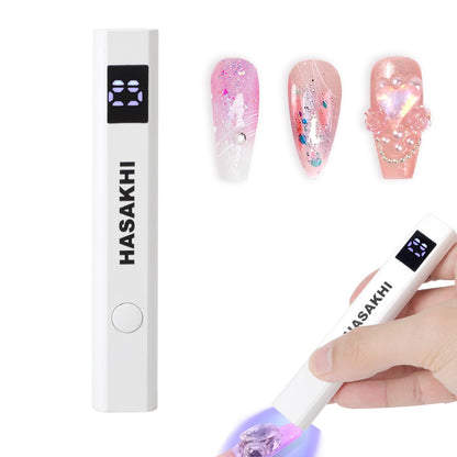 Hasakhi Handheld UV Light for Gel Nails Mini UV Lamp for Nails Rechargeable Mini Nail Dryer with LCD Display Nail Polish Curing Lamps for Home DIY Manicure Nail Art (White)