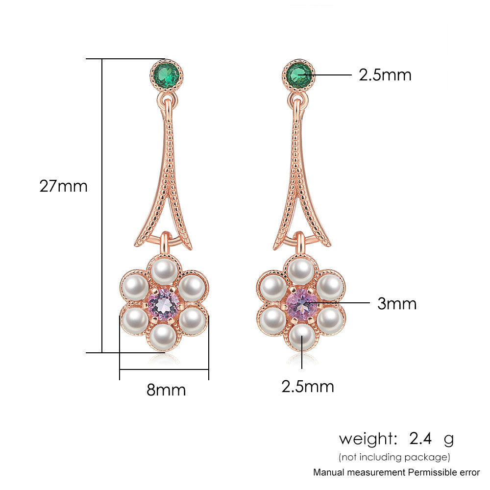 S925 Silver Plum Blossom Amethyst Tassel Earrings