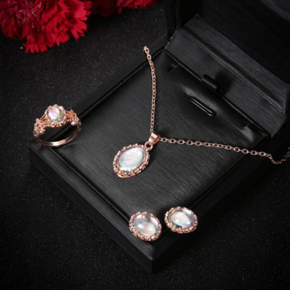 Bohemian Style Jewelry Set: Ring, Necklace & Earrings