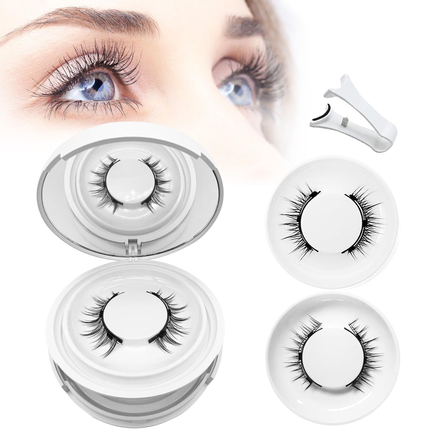 Magnetic Eyelashes with ApplicatorKrafty Magnetic EyelashesMagnetic EyelashesMagnetic Eyelashes Natural Look（Camellia+Devil）A