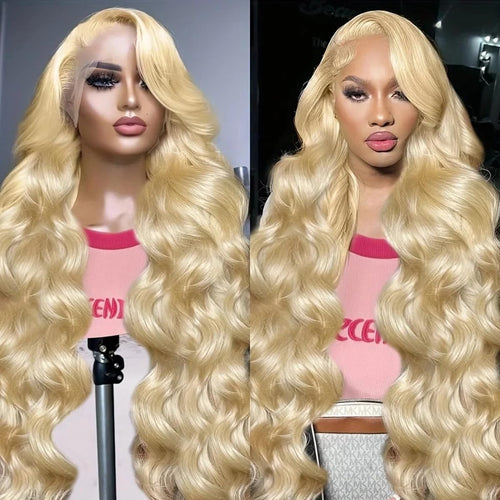 Cikana 613 Lace Front Wig Human Hair Body Wave Lace Front Wigs Human Hair 180% Density 13x4 HD Transparent Guleless Blonde Lace Frontal Human Hair Wigs Pre Plucked 613 Blonde Wig Human Hair 32 Inch