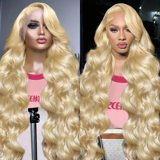 Cikana 613 Lace Front Wig Human Hair Body Wave Lace Front Wigs Human Hair 180% Density 13x4 HD Transparent Guleless Blonde Lace Frontal Human Hair Wigs Pre Plucked 613 Blonde Wig Human Hair 32 Inch