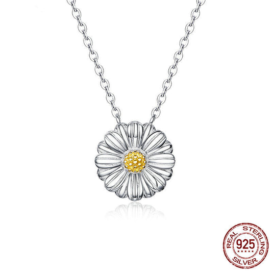 S925 Daisy Jewelry Set: Bracelet, Necklace, Earrings, Ring