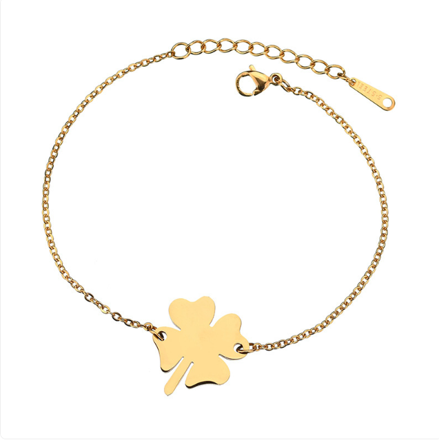 Four Leaf Clover Stainless Steel Bracelet