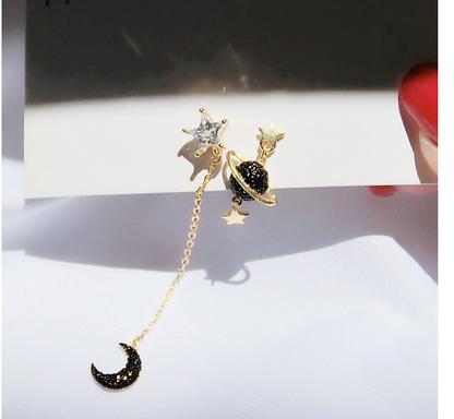 S925 Silver Moon and Star Stud Earrings