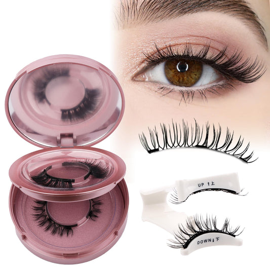 GEMERRY Magnetic Eyelashes 2 Pairs Reusable Magnetic Eyelashes with Applicator and Mirror No Glue Needed Natural Look Magnetic Lashes Soft Magnetic Eyelashes Lash Applicator Tool Kit