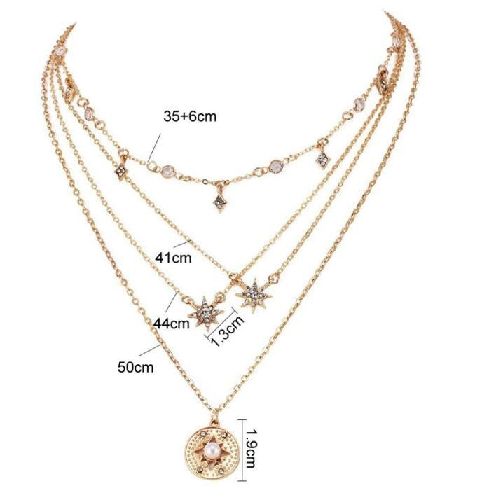 Fashionable Multi-Layer Star Pendant Necklace