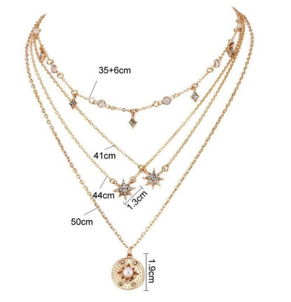 Fashionable Multi-Layer Star Pendant Necklace
