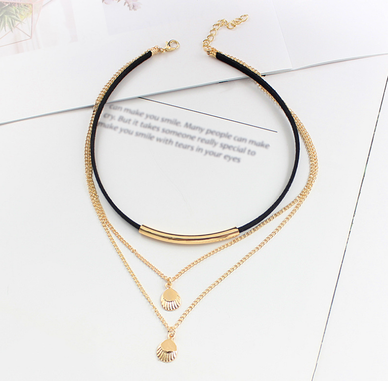 Multi-Layer Shell Pendant Necklace for Collarbones