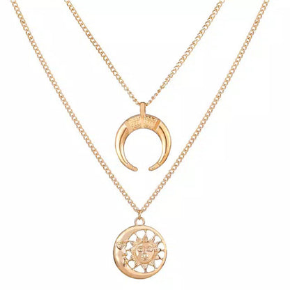 Alloy Multi-Layer Necklace with Star and Moon Pendant