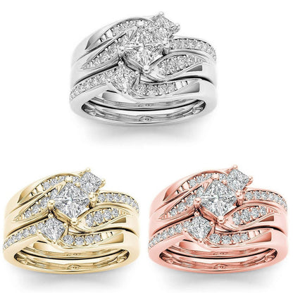 Electroplated 18k Gold Rose Gold Diamond Zircon Ring