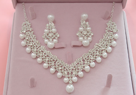 Trendy Bride Jewelry Set with Pearl Necklace & Alloy