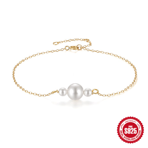 S925 Sterling Silver Vintage Pearl Bracelet