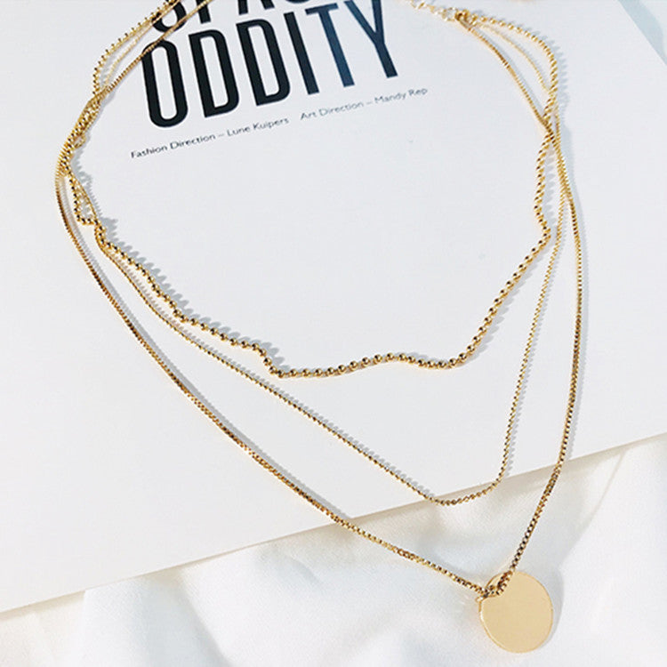 Layered Coin Necklace for Women - Metal Choker Chain