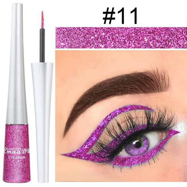 16 Colors Waterproof Glitter Eyeliner for Halloween Makeup