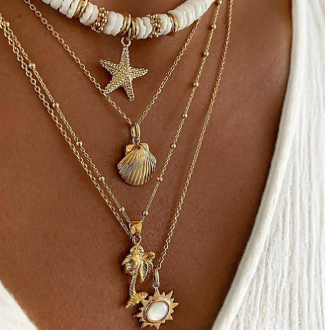 2021 Vintage Layered Necklace with Starfish Pendant