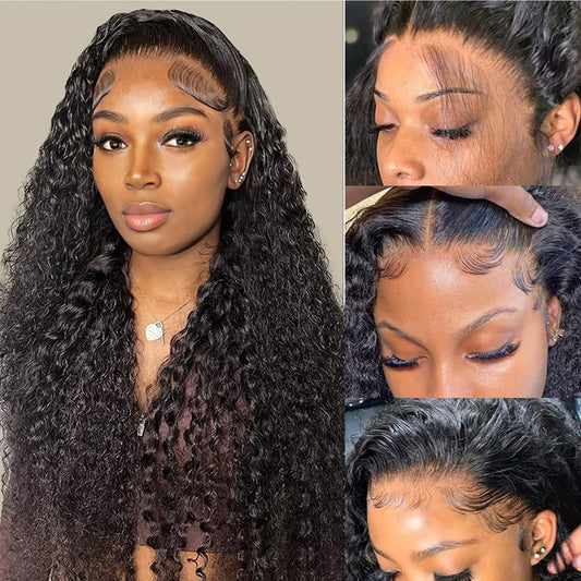 mouange 13x6 Deep Wave Lace Front Wigs Human Hair Density 200% Human Hair Wigs for Women Deep Wave Wig Pre Plucked Hd Lace Frontal Wig
