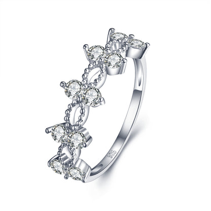 S925 Silver Zirconia Engagement Ring with Star Design