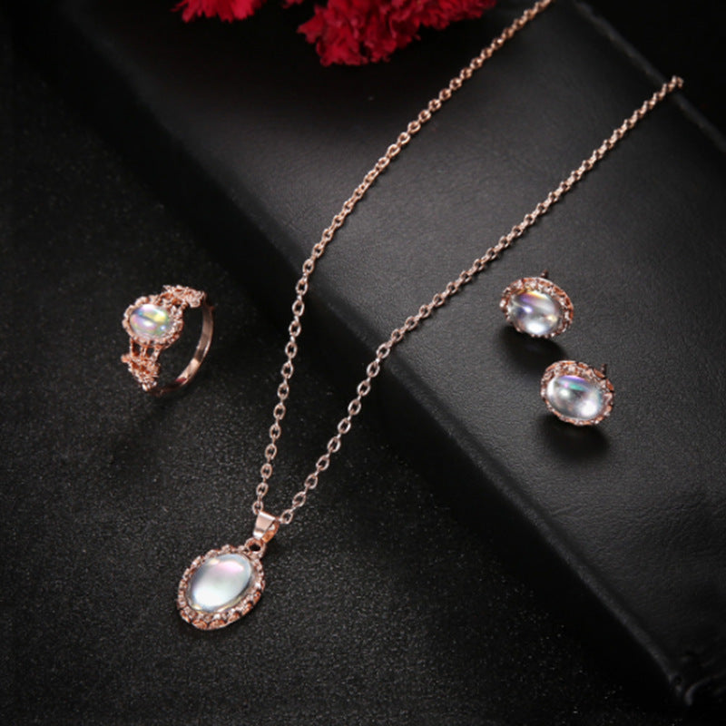 Bohemian Style Jewelry Set: Ring, Necklace & Earrings