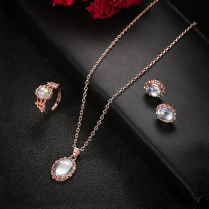 Bohemian Style Jewelry Set: Ring, Necklace & Earrings