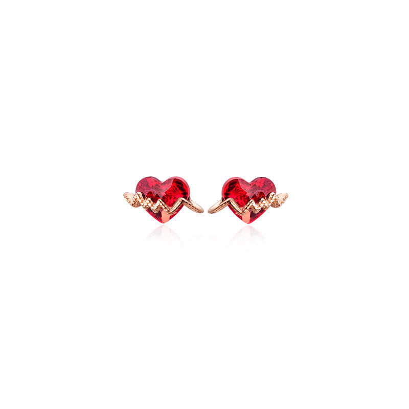 Korean Style S925 Silver Heart Zirconia Earrings