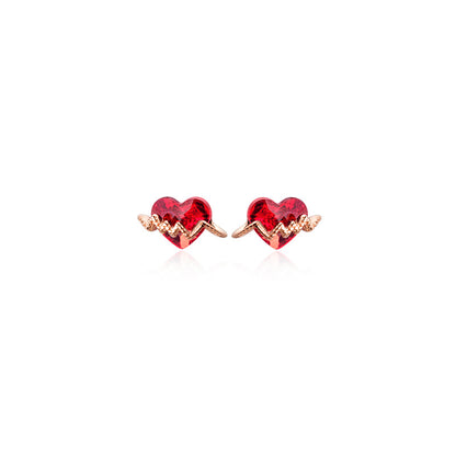 Korean Style S925 Silver Heart Zirconia Earrings