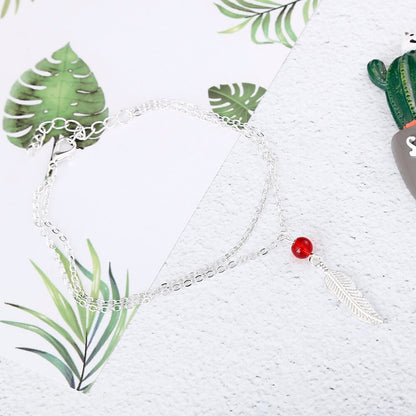 Crystal Bead Feather Anklet - Stylish Summer Accessory