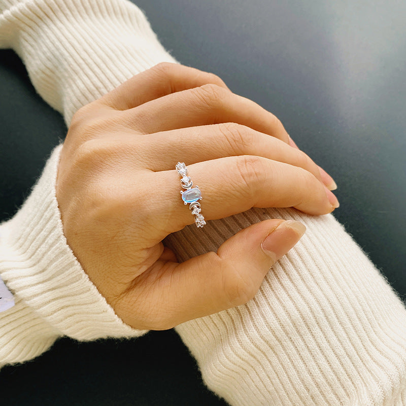 S925 Sterling Silver Moonstone Ring for Women