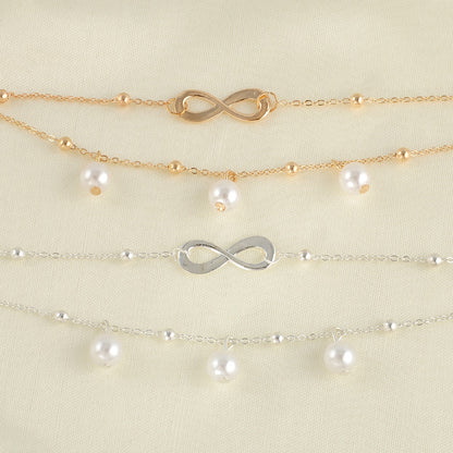 Double Layer Pearl Anklet - Handmade Beaded Foot Jewelry