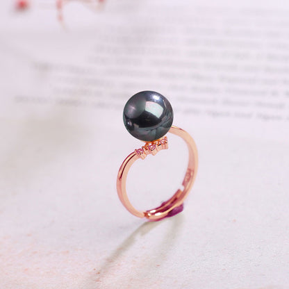 S925 Silver Adjustable Pearl Ring for Women
