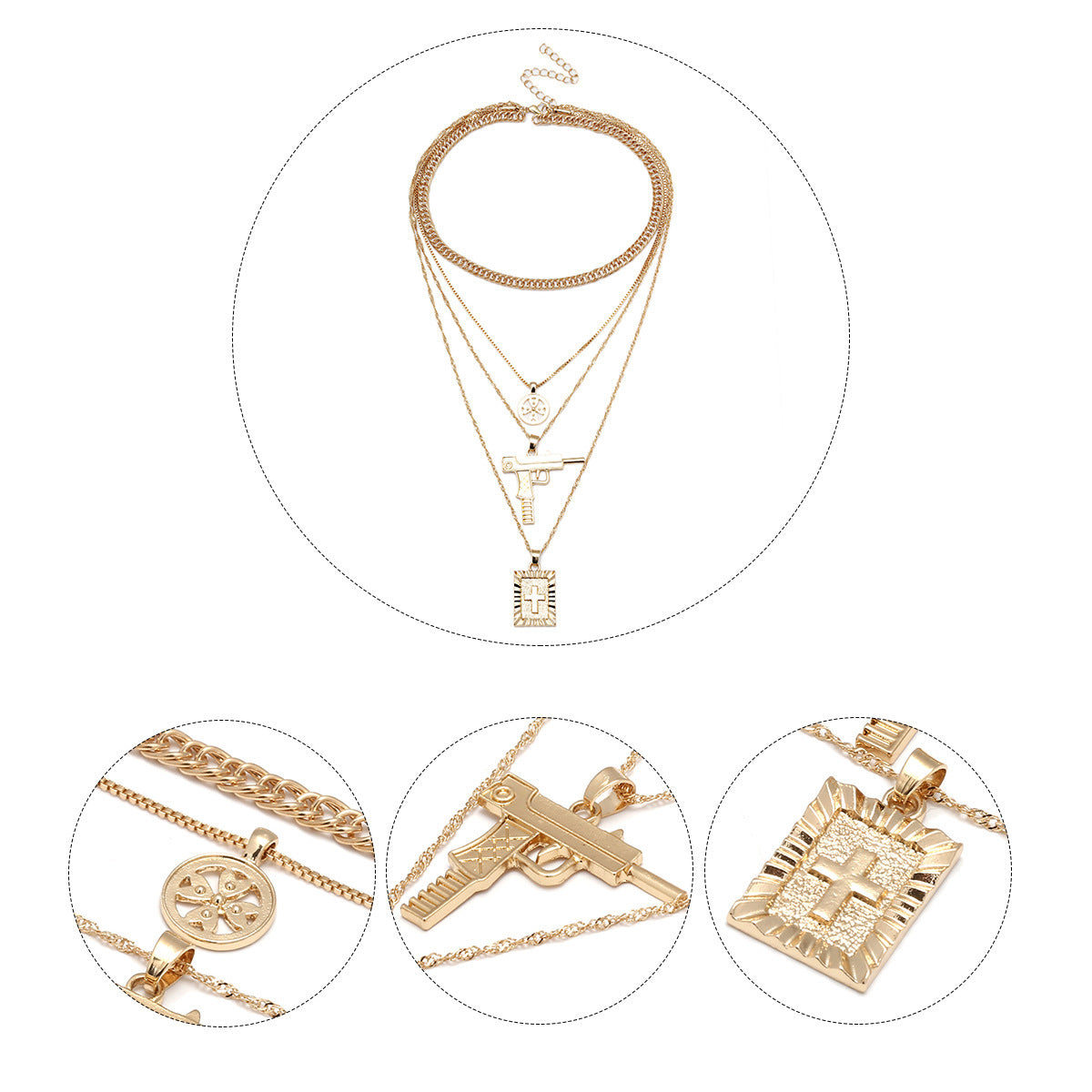 Fashionable Multi-Layer Cross Necklace for Women