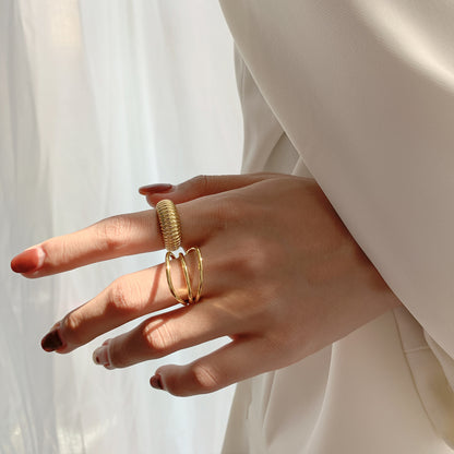 S925 Sterling Silver Women's Geometric Opening Ring
